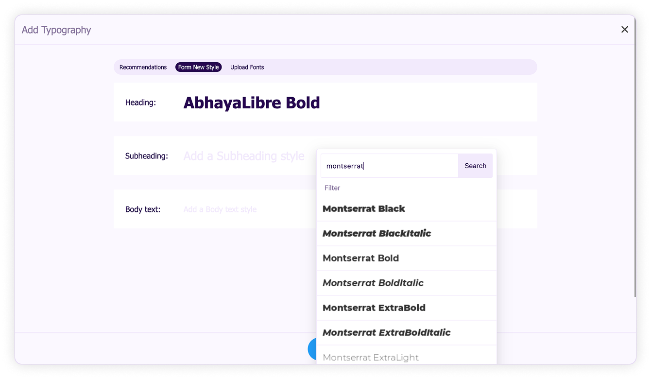 Brand fonts-Form new font groups