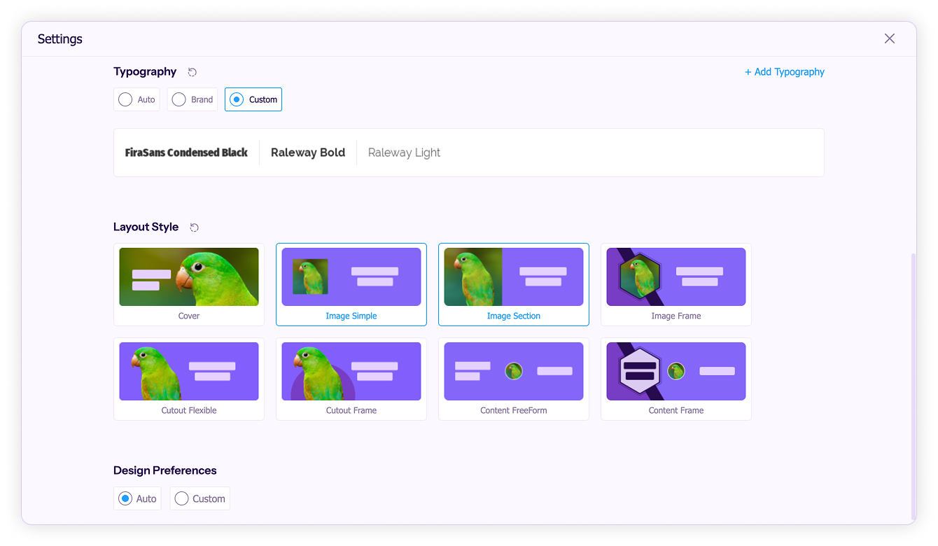 Design style-Change design layout style