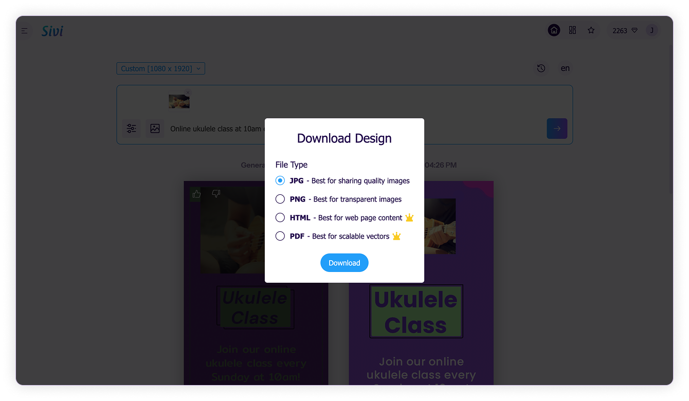 Download generated design-Download design format