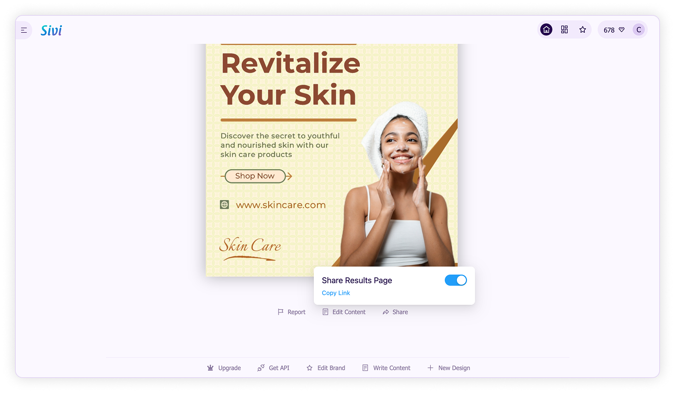 Share designs-Share generated design results page