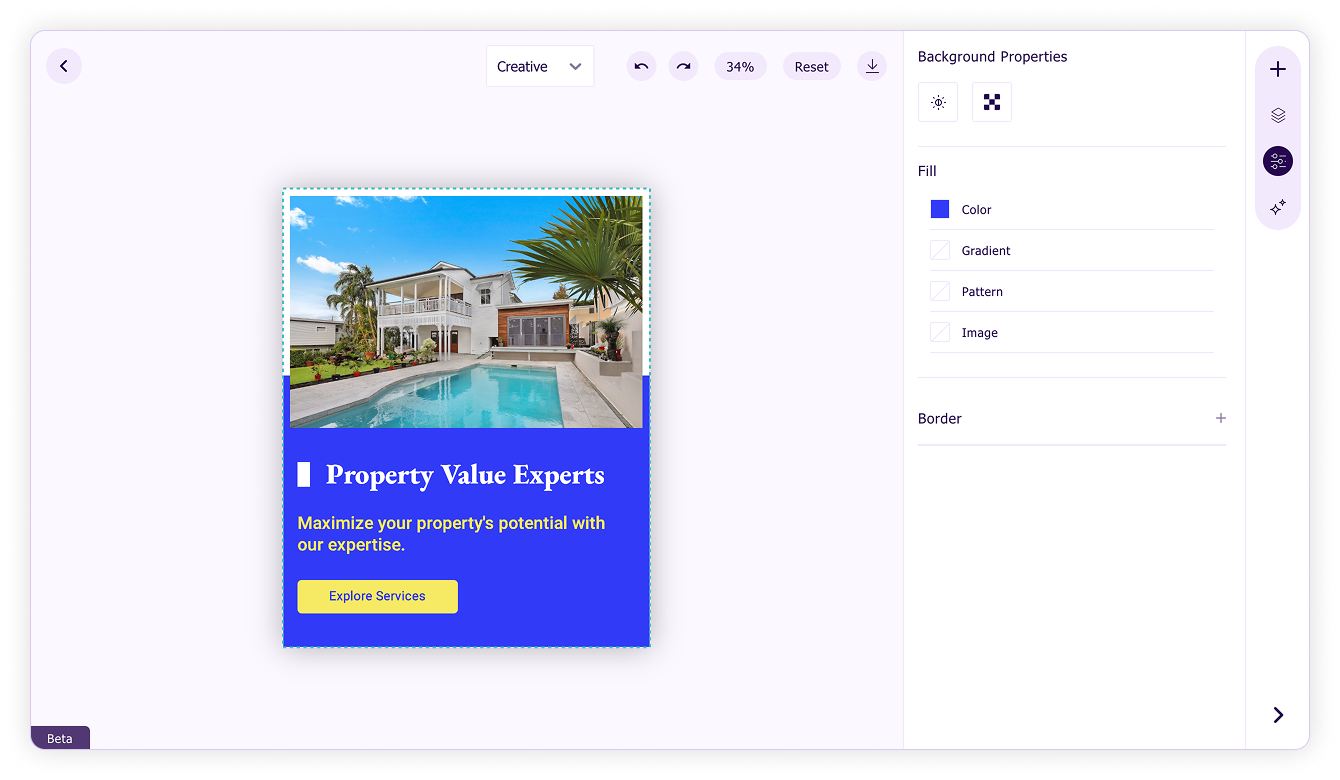 Edit colors-Generated design in design editor