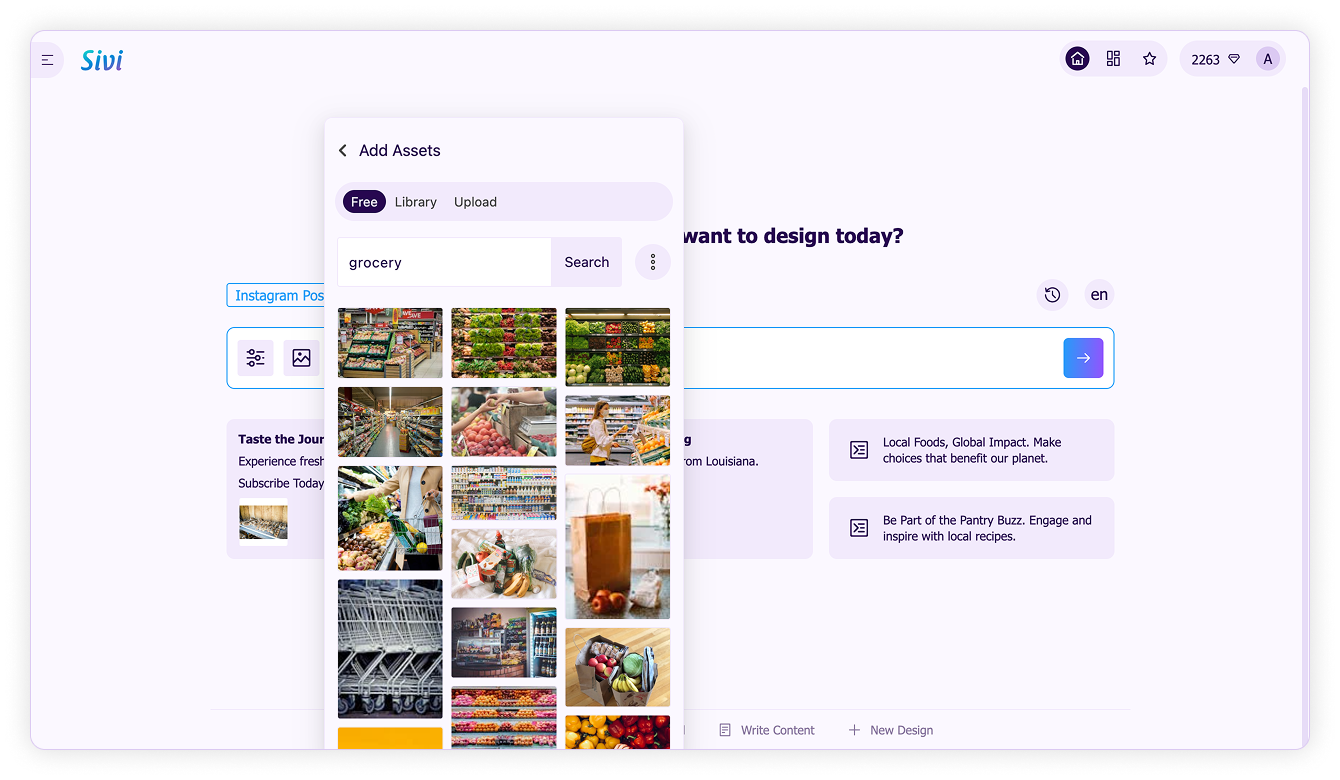 Design assets-Add assets panel