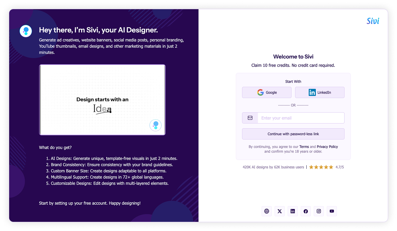How to use Sivi-Sivi AI login screen