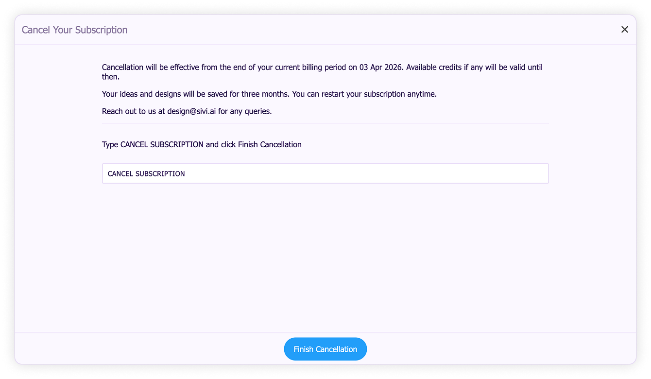 Cancel subscription-Confirm the cancellation