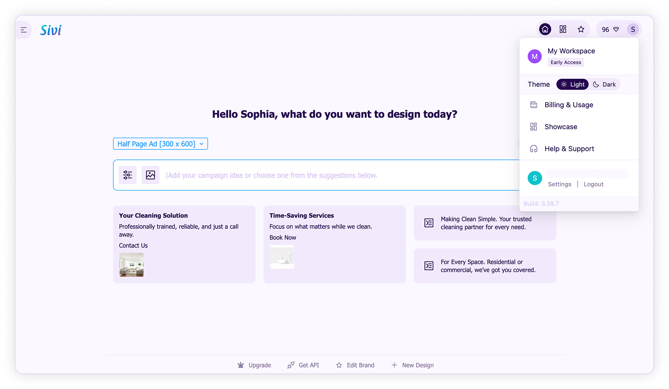 Upgrade plan-User profile in homepage