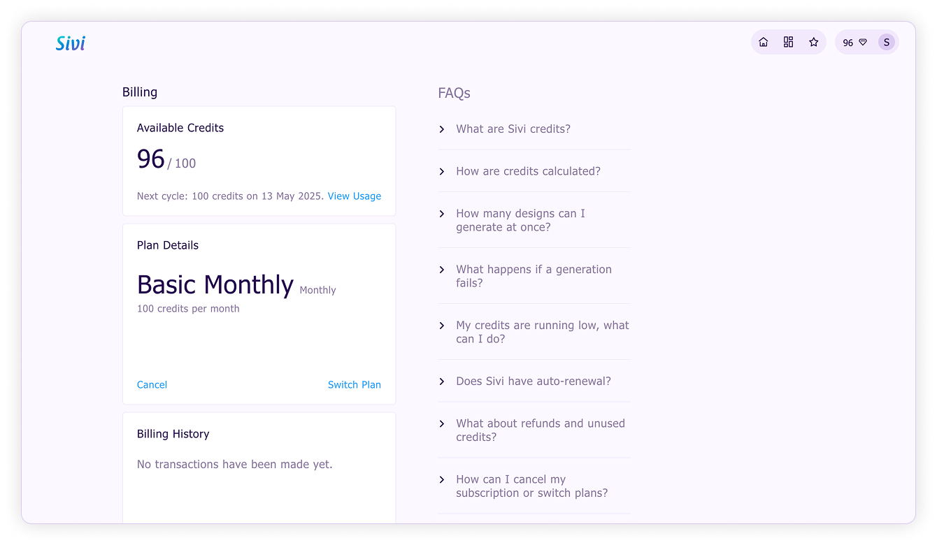 Upgrade plan-Switch design subscription plan