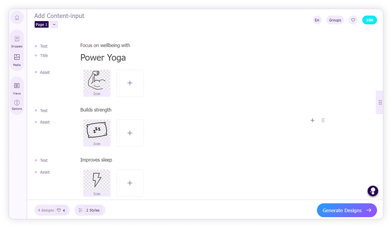 Highlight benefits-Add design content