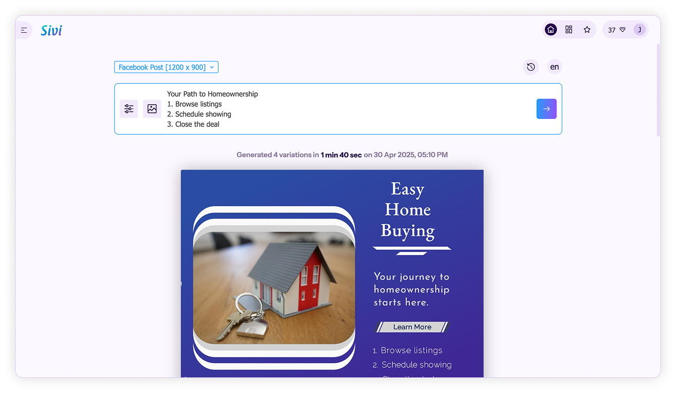List step-by-step information-Generate designs with steps