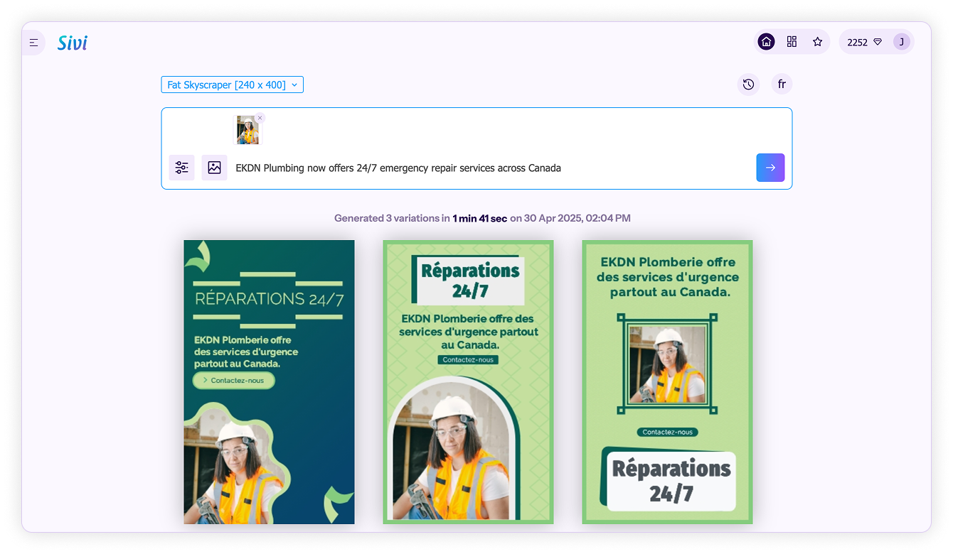 Multilingual ad campaign-Banner design in French