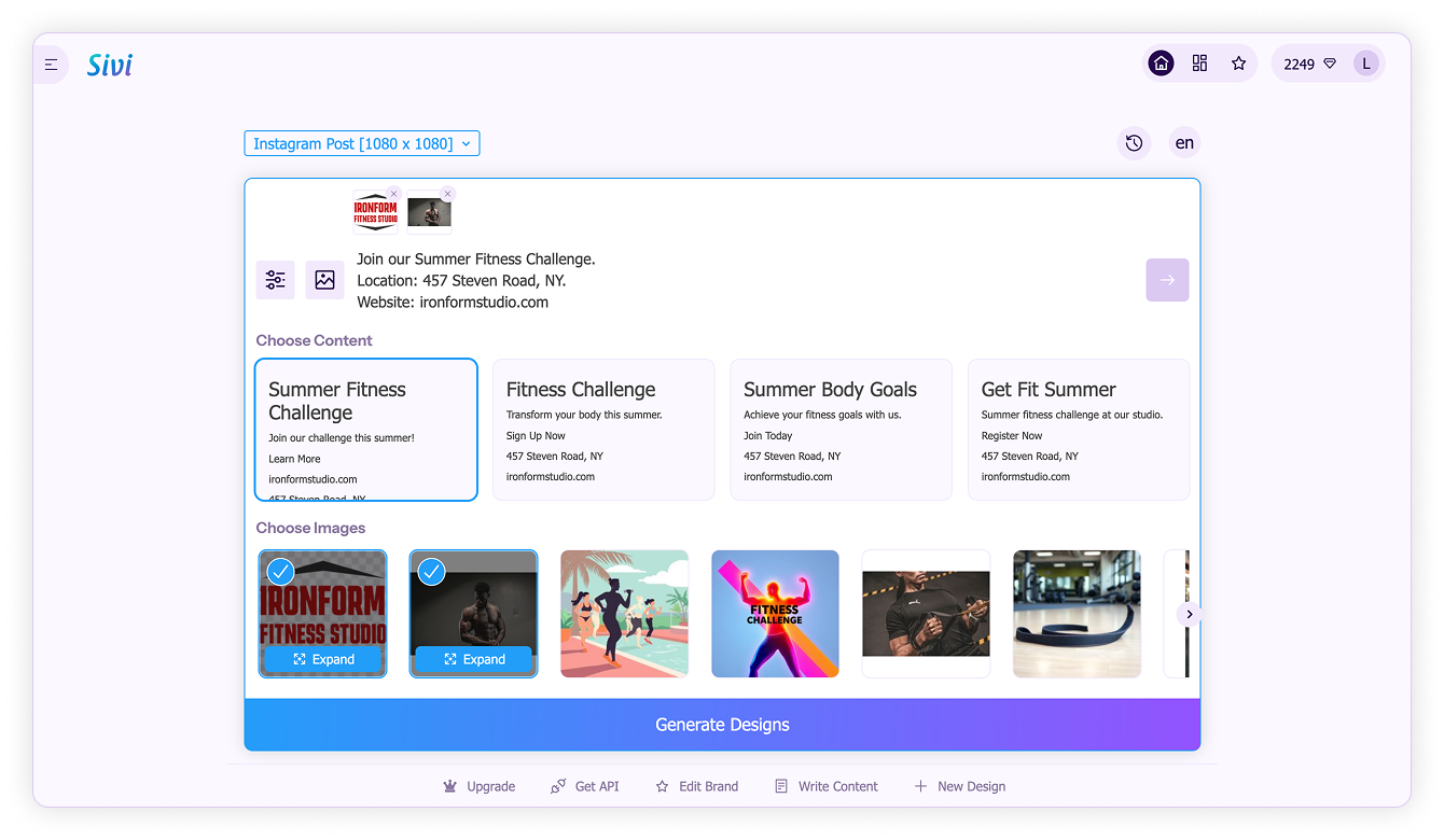 One prompt for multiple platforms-Generate design content