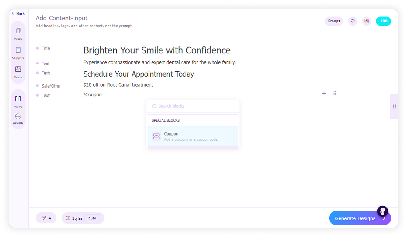 Add a coupon-Select coupon block