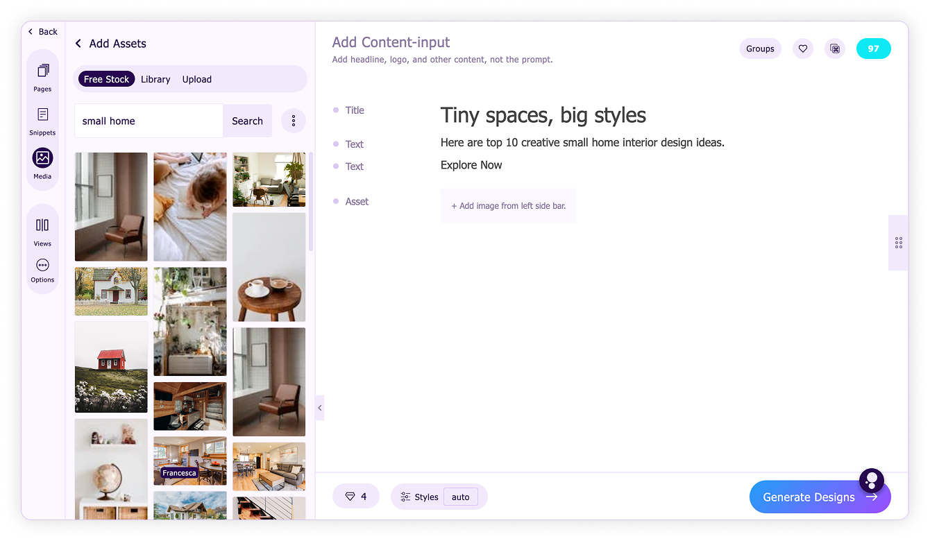 Add assets-Search assets in free stock image library