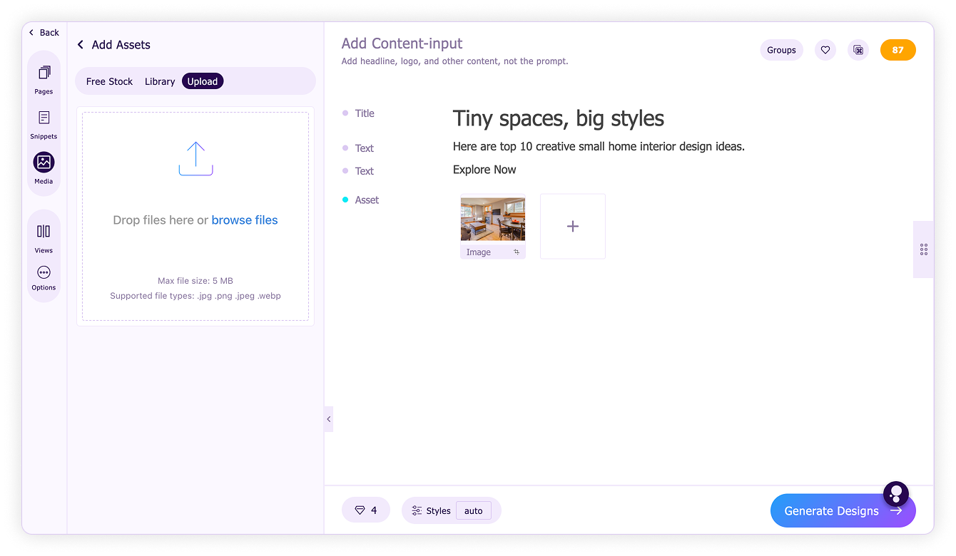 Add assets-Upload images