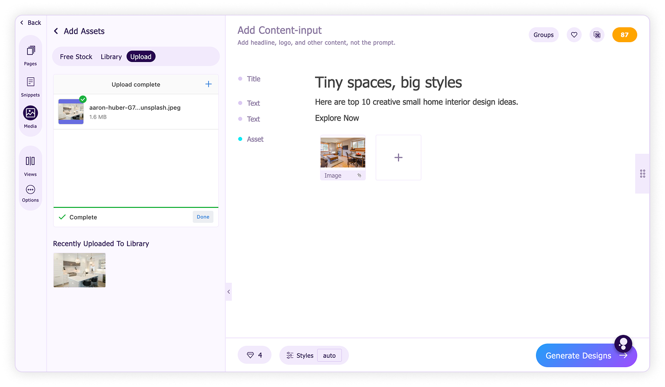 Add assets-Upload image to Sivi