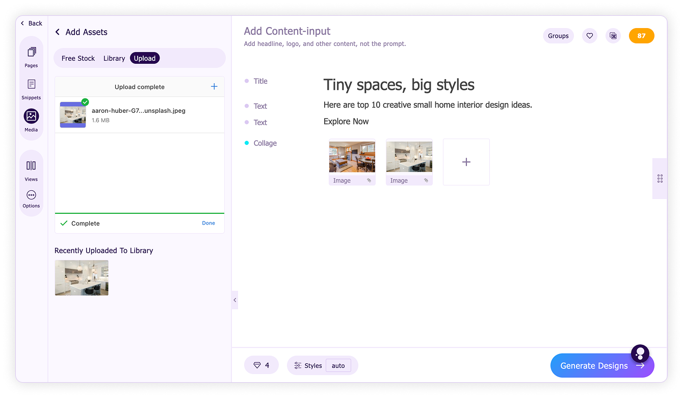 Add assets-Add your image to content editor