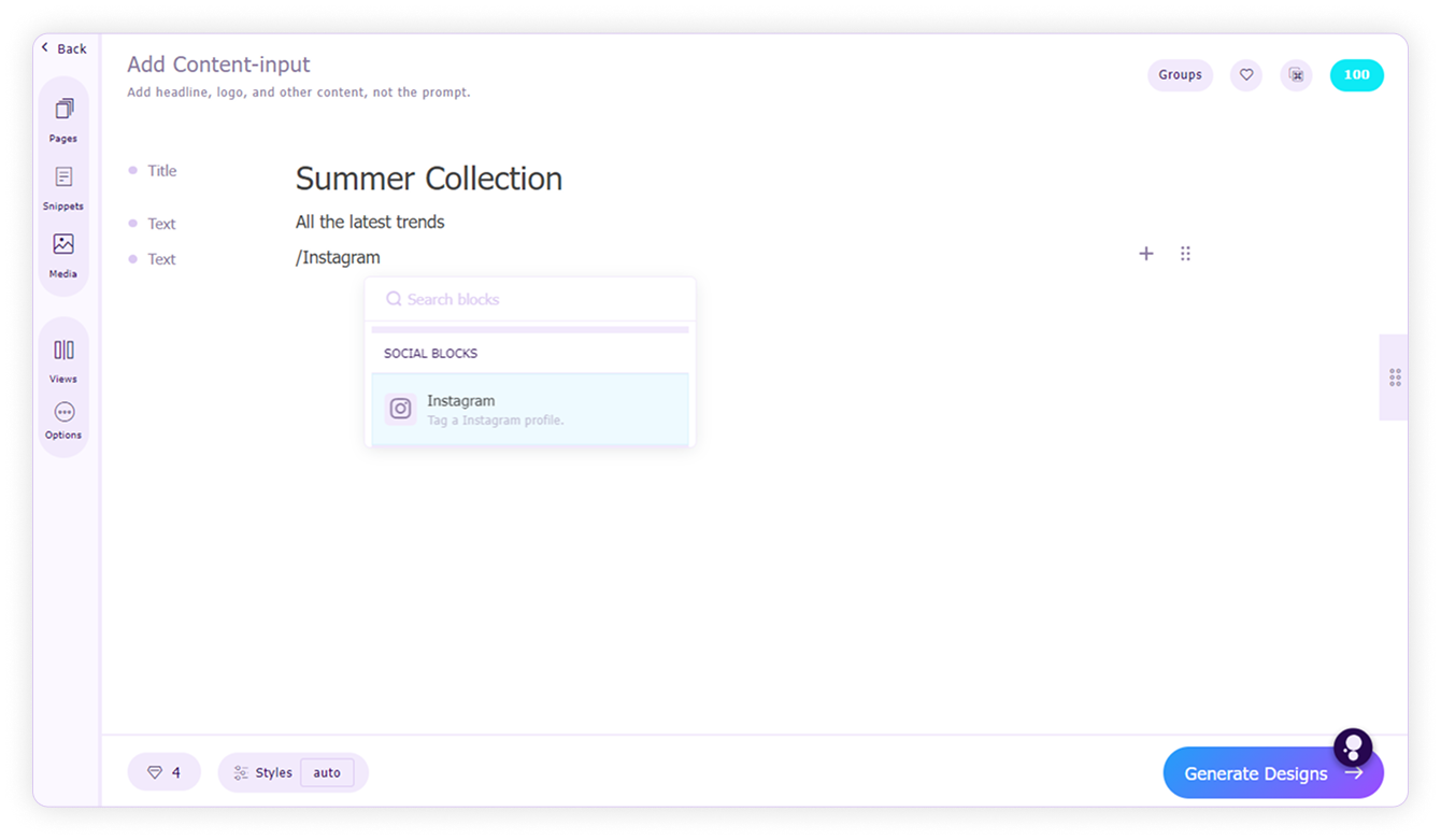 Add contact and social-Social media slash command