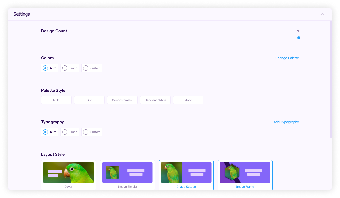 Adding colors and fonts-Change palette