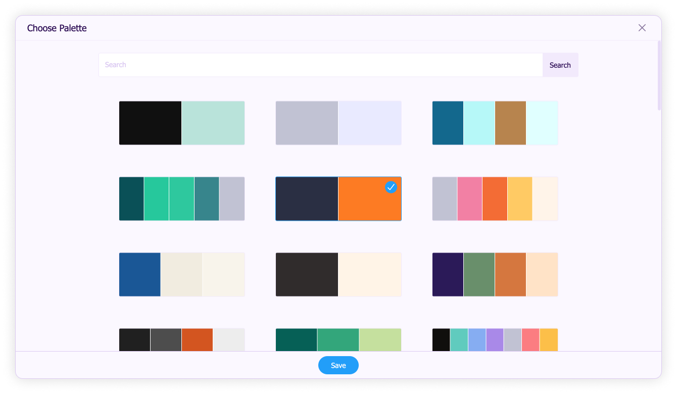 Adding colors and fonts-Select color palette