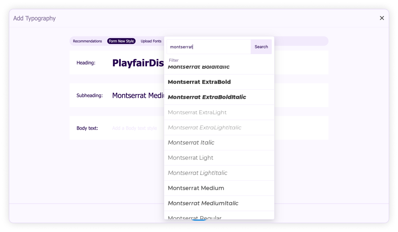 Adding colors and fonts-Form new style