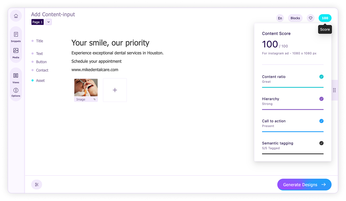 Content score-Content score display