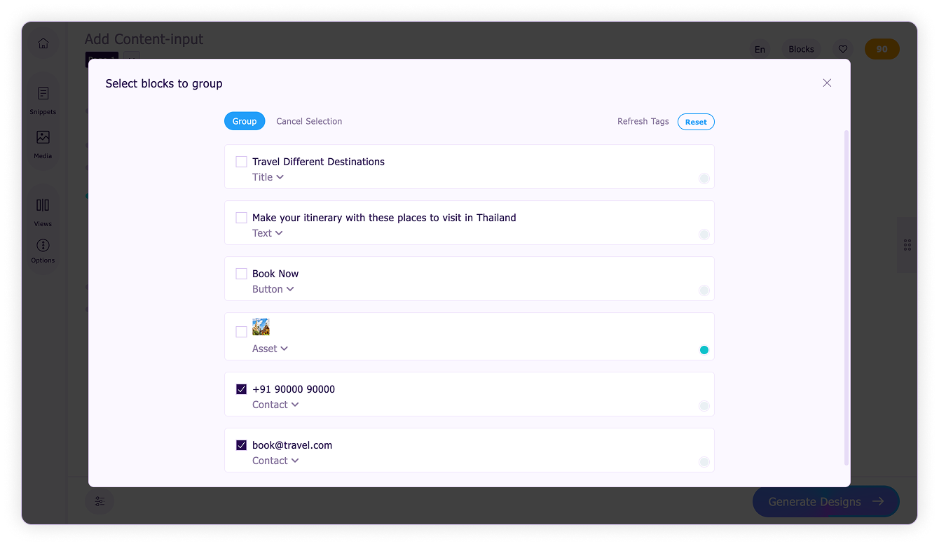 Group blocks-Group the content blocks