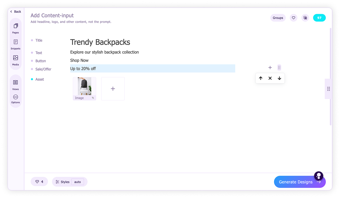 Move blocks-Click options icon