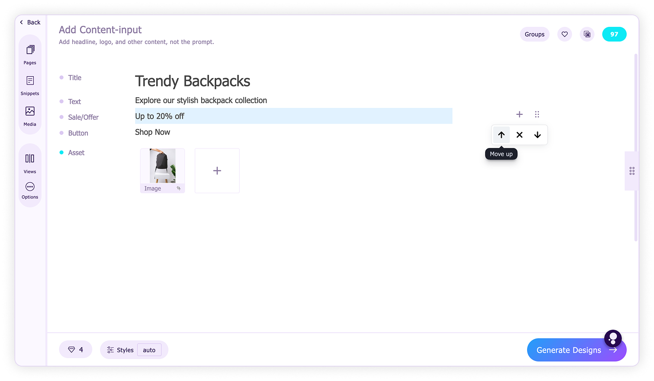 Move blocks-Click arrows